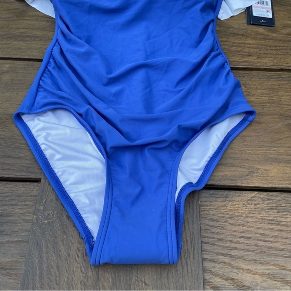 Tommy Hilfiger Flounce ruffle shoulder bathing suit one piece blue tummy 10 - Picture 9 of 10